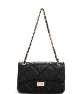 Diamond Quilted Classic Shoulder Bag 118-6582 BLACK